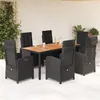 Image de GENERIQUE Salon de jardin - Lot de 7 pièces - Résine tressée - Noir - 6 personnes