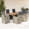 Image de vidaXL Ensemble à Manger de Jardin avec Coussins 7 pcs, Table et Chaises avec Dossier et Repose-pied Réglables 3212483
