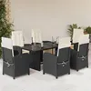 Image de vidaXL Ensemble à Manger de Jardin avec Coussins 7 pcs, Chaises et Table de Patio, Meubles de Terrasse, Moderne, Noir Résine 3212486