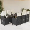 Image de vidaXL Ensemble à Manger de Jardin avec Coussins 9 pcs, Chaises et Table de Patio, Meubles de Terrasse, Moderne, Noir Résine 3212487