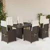 Image de vidaXL Ensemble à Manger de Jardin avec Coussins 7 pcs, Chaises et Table de Patio, Meubles de Terrasse, Moderne, Marron 3212490