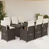 Image de vidaXL Ensemble à Manger de Jardin avec Coussins 9 pcs, Chaises et Table de Patio, Meubles de Terrasse, Moderne, Marron 3212491