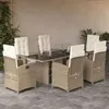 Image de vidaXL Ensemble à Manger de Jardin avec Coussins 7 pcs, Chaises et Table de Patio, Meubles de Terrasse, Moderne, Beige 3212494