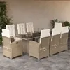 Image de vidaXL Ensemble à Manger de Jardin avec Coussins 9 pcs, Chaises et Table de Patio, Meubles de Terrasse, Moderne, Beige 3212495
