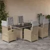 Image de vidaXL Ensemble à Manger de Jardin avec Coussins 7 pcs, Chaises et Table de Patio, Meubles de Terrasse, Moderne, Beige 3212496