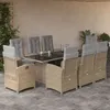 Image de vidaXL Ensemble à Manger de Jardin avec Coussins 9 pcs, Chaises et Table de Patio, Meubles de Terrasse, Moderne, Beige 3212497