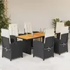 Image de vidaXL Ensemble à Manger de Jardin avec Coussins 7 pcs, Chaises et Table de Patio, Meubles de Terrasse, Moderne, Noir Résine 3212502