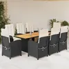 Image de vidaXL Ensemble à Manger de Jardin avec Coussins 9 pcs, Chaises et Table de Patio, Meubles de Terrasse, Moderne, Noir Résine 3212503