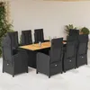 Image de Salon de jardin GENERIQUE 9 pieces resine tressee noir 190 x 80 x 74 cm