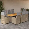 Image de vidaXL 9-delige Tuinset met kussens poly rattan beige3212511