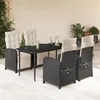 Image de vidaXL Ensemble à manger de jardin coussins 5pcs Noir Résine tressée 3212517