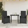 Image de vidaXL Ensemble de Bistro avec Coussins 3 pcs, Table et Chaises de Jardin, Ensemble de Meubles d'Extérieur Balcon, Moderne, 3212528