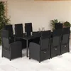Image de vidaXL Ensemble à Manger de Jardin avec Coussins 9 pcs, Table et Chaises avec Dossier et Repose-pied Réglables 3212541