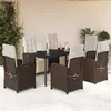 Image de vidaXL Ensemble à Manger de Jardin avec Coussins 7 pcs, Table et Chaises avec Dossier et Repose-pied Réglables, 3212553
