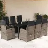 Image de vidaXL Ensemble à Manger de Jardin avec Coussins 9 pcs, Table et Chaises avec Dossier et Repose-pied Réglables 3212569