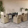 Image de vidaXL Ensemble à Manger de Jardin avec Coussins 7 pcs, Table et Chaises avec Dossier et Repose-pied Réglables 3212581