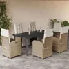 Image de vidaXL Ensemble à Manger de Jardin avec Coussins 7 pcs, Table et Chaises avec Dossier et Repose-pied Réglables 3212582