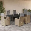 Image de vidaXL Ensemble à Manger de Jardin avec Coussins 7 pcs, Table et Chaises avec Dossier et Repose-pied Réglables 3212596