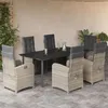 Image de vidaXL Ensemble à Manger de Jardin avec Coussins 7 pcs, Table et Chaises avec Dossier et Repose-pied Réglables 3212610