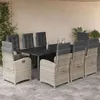 Image de vidaXL Ensemble à Manger de Jardin avec Coussins 9 pcs, Table et Chaises avec Dossier et Repose-pied Réglables 3212611