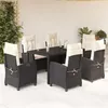 Image de vidaXL Ensemble à Manger de Jardin avec Coussins 7 pcs, Table et Chaises avec Dossier Réglable, Meubles d'Extérieur, 3212630