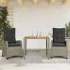 Image de vidaXL 3-delige Tuinset met kussens poly rattan grijs3212671