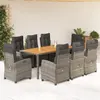 Image de vidaXL 9-delige Tuinset met kussens poly rattan grijs3212679