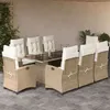 Image de vidaXL 9-delige Tuinset met kussens poly rattan beige3212693