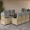 Image de vidaXL 9-delige Tuinset met kussens poly rattan gemengd beige3212697