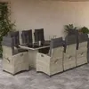 Image de vidaXL 9-delige Tuinset met kussens poly rattan lichtgrijs3212699
