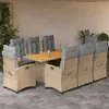 Image de vidaXL 9-delige Tuinset met kussens poly rattan gemengd beige3212717