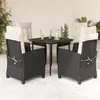 Image de vidaXL Ensemble à manger de jardin coussins 5pcs Noir Résine tressée 3212723