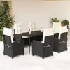 Image de vidaXL Ensemble à Manger de Jardin avec Coussins 7 pcs, Table et Chaises avec Dossier Réglable, Meubles d'Extérieur, 3212727