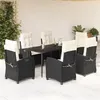 Image de vidaXL Ensemble à Manger de Jardin avec Coussins 7 pcs, Table et Chaises avec Dossier Réglable, Meubles d'Extérieur, 3212728