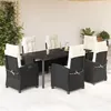 Image de vidaXL Ensemble à Manger de Jardin avec Coussins 7 pcs, Table et Chaises avec Dossier Réglable, Meubles d'Extérieur, 3212739