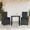 Image de vidaXL Ensemble à Manger de Jardin avec Coussins 3 pcs, Table et Chaises avec Dossier Réglable, Meubles d'Extérieur, 3212752