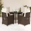 Image de vidaXL Ensemble à manger de jardin 5 pcs et coussins marron poly rotin 3212763