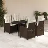 Image de vidaXL Ensemble à Manger de Jardin avec Coussins 5 pcs, Table et Chaises avec Dossier Réglable, Meubles d'Extérieur, 3212765