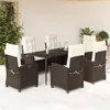 Image de vidaXL Ensemble à Manger de Jardin avec Coussins 7 pcs, Table et Chaises avec Dossier Réglable, Meubles d'Extérieur, 3212767