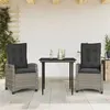 Image de vidaXL Ensemble à manger de jardin 3 pcs avec coussins Gris 3212782