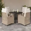 Image de vidaXL Ensemble à Manger de Jardin avec Coussins 5 pcs, Table et Chaises avec Dossier Réglable, Meubles d'Extérieur, 3212803