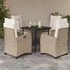 Image de vidaXL Ensemble à Manger de Jardin avec Coussins 5 pcs, Table et Chaises avec Dossier Réglable, Meubles d'Extérieur, 3212804