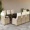 Image de vidaXL Ensemble à manger de jardin et coussins 9 pcs beige Poly rotin