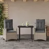 Image de vidaXL Ensemble à manger de jardin 3pcs coussins gris clair poly rotin 3212842