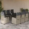 Image de vidaXL Ensemble à manger de jardin et coussins 9 pcs gris clair rotin