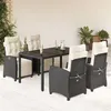Image de vidaXL Ensemble à manger de jardin coussins 5pcs Noir Résine tressée 3212884