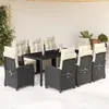 Image de vidaXL Ensemble à Manger de Jardin avec Coussins 9 pcs, Table et Chaises avec Dossier Réglable, Meubles d'Extérieur, 3212887