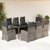 Image de vidaXL Ensemble à Manger de Jardin avec Coussins 9 pcs, Table et Chaises avec Dossier Réglable, Meubles d'Extérieur, 3212899