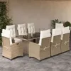 Image de vidaXL Ensemble à Manger de Jardin avec Coussins 9 pcs, Table et Chaises avec Dossier Réglable, Meubles d'Extérieur, 3212927