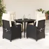 Image de vidaXL Ensemble à Manger de Jardin avec Coussins 5 pcs, Table et Chaises avec Dossier Réglable, Meubles d'Extérieur, Moderne, Noir Résine Tressée